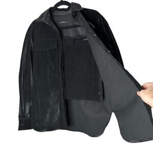 Alex Perry SET Black Silver Shimmer Long Sleeve Shirt & Mini Skirt 6